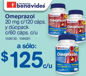 Farmacias Benavides Omeprazol 20mg c/120 cáps. oferta