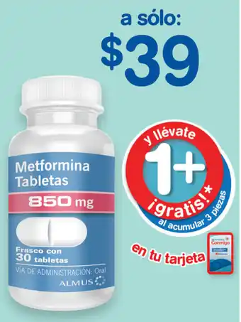 Farmacias Benavides Melformina 850mg c/30 tabs. oferta