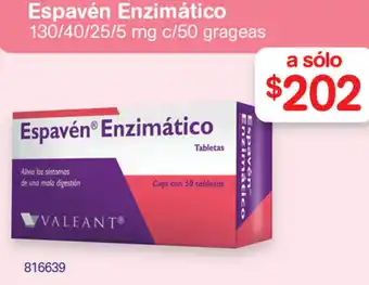 Farmacias Benavides Espavén Enzimático 130/40/25/5mg c/50 grageas oferta