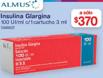 Farmacias Benavides Insulina Glargina 100 UI/ml c/1 cartucho 3ml oferta