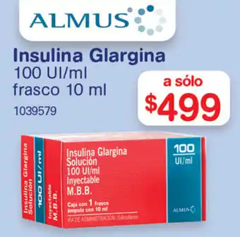 Farmacias Benavides Insulina Glargina 100 UI/ml c/1 frasco 10ml oferta
