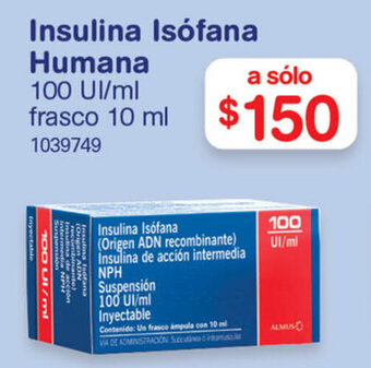 Farmacias Benavides Insulina Isófana Humana 100 UI/ml frasco 10ml oferta