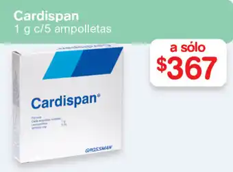 Farmacias Benavides Cardispan 1g c/5 ampolletas oferta