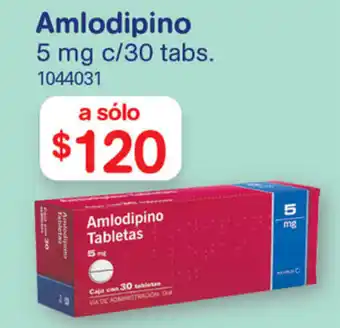 Farmacias Benavides Amlodipino 5mg c/30 tabs. oferta