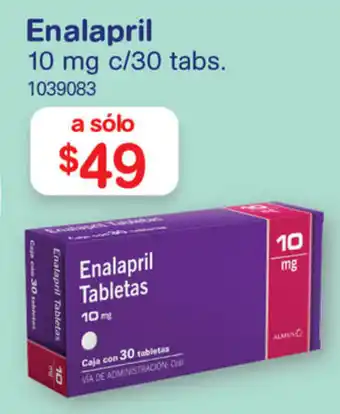 Farmacias Benavides Enalapril 10mg c/30 tabs. oferta
