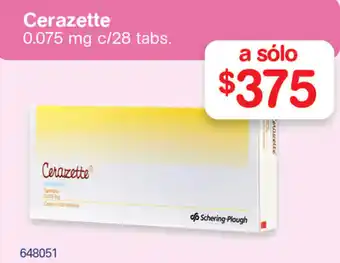 Farmacias Benavides Cerazette 0.075mg c/28 tabs. oferta