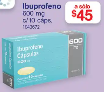 Farmacias Benavides Ibuprofeno 600mg c/10 cáps. oferta