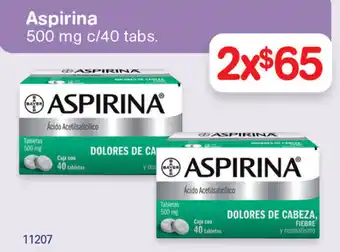 Aspirina 500mg c/40 tabs.