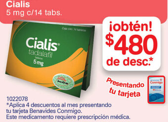 Farmacias Benavides Cialis 5mg c/14 tabs. oferta