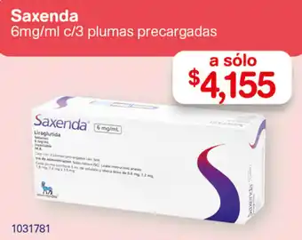 Farmacias Benavides Saxenda 6mg/ml c/3 plumas precargadas oferta