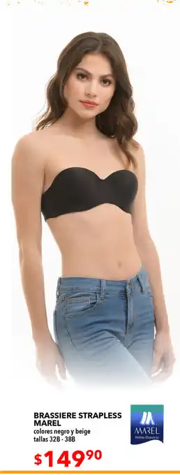 Woolworth Brassiere Strapless Marel colores negro y beige tallas 32B - 38B oferta