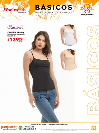 Woolworth Camiseta Ilusion colores blanco, negro y nude Tallas CH-XG oferta