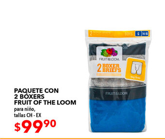 Paquete Con 2 Boxers Fruit of the Loom Para Niño tallas CH - EX