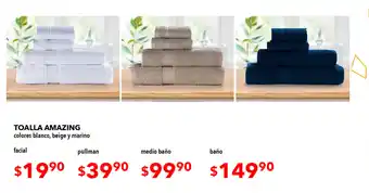 Woolworth Toalla Amazing colores blanco, beige y marina facial oferta