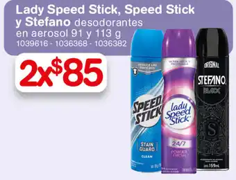 Farmacias Benavides Lady Speed Stick, Speed Stick y Stefano 2x91 y 113g oferta