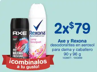Farmacias Benavides Axe y Rexona 2x90 y 96g oferta