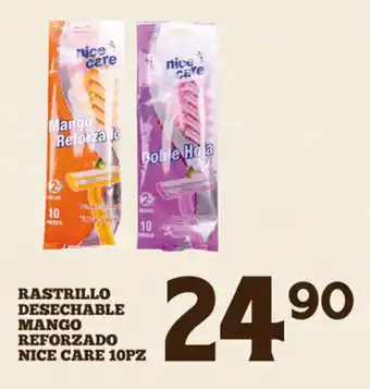 Alsuper Rastrillo Desechable Mango Reforzado Nice Care 10pz oferta