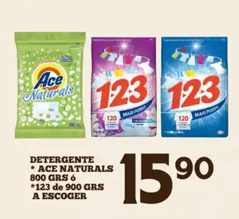 Alsuper Detergente Ace Naturals 800 grs o 123 de 900grs A Escoger oferta