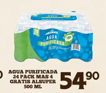 Alsuper Agua Purificada 24 pack Mas 4 Gratis Alsuper 500ml oferta