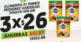 Alimento P/Perro Pedigree Variedad Pouch 3x100g