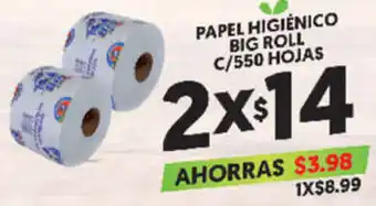 Papel Higiénico Big Roll C/550 Hojas x2
