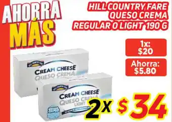 HEB Hill Country Fare Queso Crema Regular o Light 2x190g oferta
