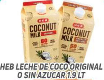 HEB Heb Leche de Coco Original o Sin Azucar 1.9lt oferta