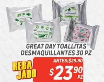 HEB Great Day Toallitas Desmaquilllantes 30pz oferta