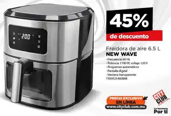 City Club NEW WAVE Freidora de aire 6.5 L oferta
