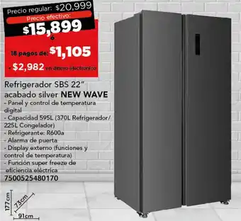 City Club NEW WAVE Refrigerador SBS 22" oferta