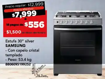 City Club SAMSUNG Estufa 30" silver oferta