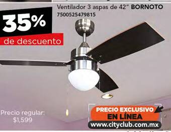City Club BORNOTO Ventilador 3 aspas de 42" oferta