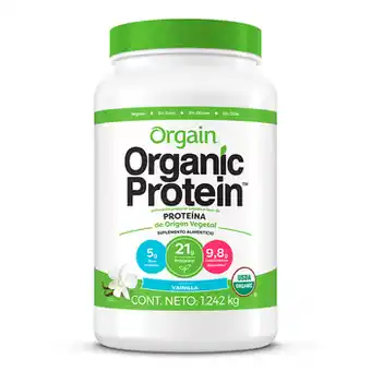 Proteína Orgánica en Polvo Sabor Vainilla, Orgain, 1.2 kg