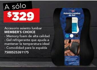 City Club MEMBER'S CHOICE Accesorio asiento lumbar oferta