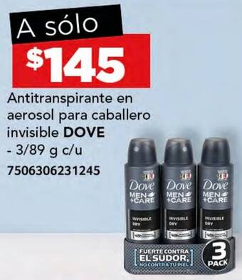 City Club DOVE Antitranspirante en aerosol para caballero invisible 3/89g oferta