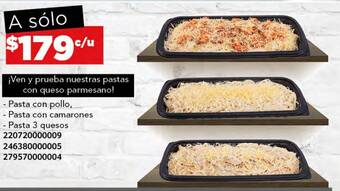 City Club Pasta con pollo, Pasta con camarones, Pasta 3 quesos oferta