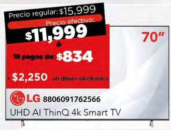City Club LGHD Al ThinQ 4k Smart TV 70" oferta