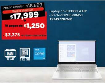 City Club Laptop 15-EH3000LA R7/16/512GB 80M53 oferta