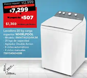 City Club WHIRLPOOL Lavadora 20 kg carga Superior 20kg oferta
