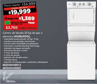 City Club WHIRLPOOL Centro de lavado de gas o eléctrico 20 kg oferta