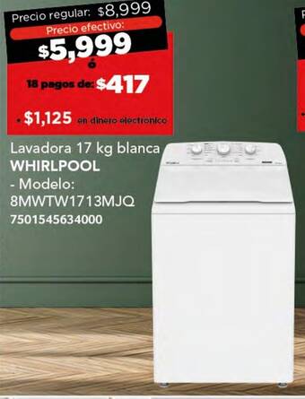 City Club WHIRLPOOL Lavadora 17 kg blanca oferta