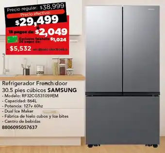 City Club SAMSUNG Refrigerador French door 30.5 pies cúbicos 864L oferta