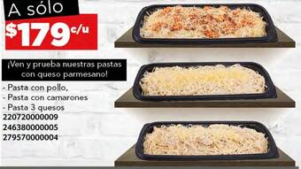 City Club Pasta con pollo, Pasta con camarones, Pasta 3 quesos oferta