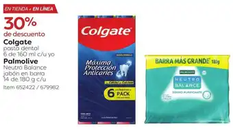 Colgate pasta dental 6 de 160 ml c/u yo Palmolive Neutro Balance jabón en barra 14 de 180 g c/u