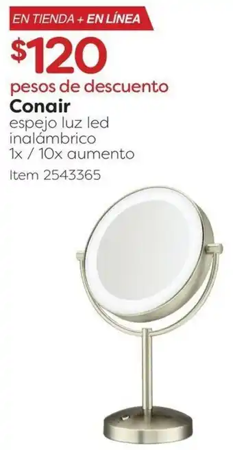 Costco Conair espejo luz led inalámbrico 1x / 10x aumento oferta