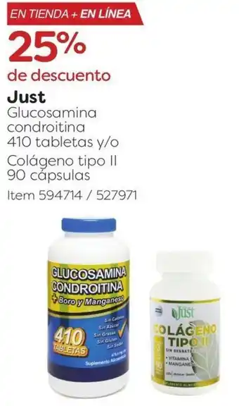 Costco Just Glucosamina condroitina 410 tabletas y/o Colágeno tipo II 90 capsulas oferta