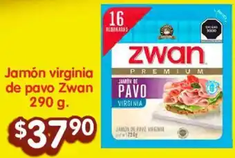 Soriana Híper Jamón virginia de pavo Zwan 290 g oferta