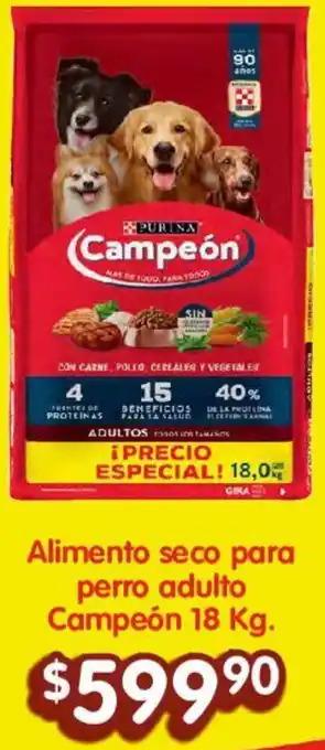 Alimento seco para perro adulto Campeón 18 Kg