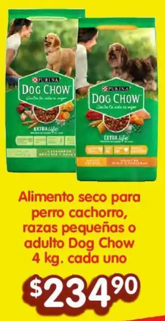 Soriana Híper Alimento seco para perro cachorro, razas pequeñas o adulto Dog Chow 4 kg oferta