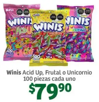 Winis Acid Up, Frutal o Unicornio 100 piezas cada uno